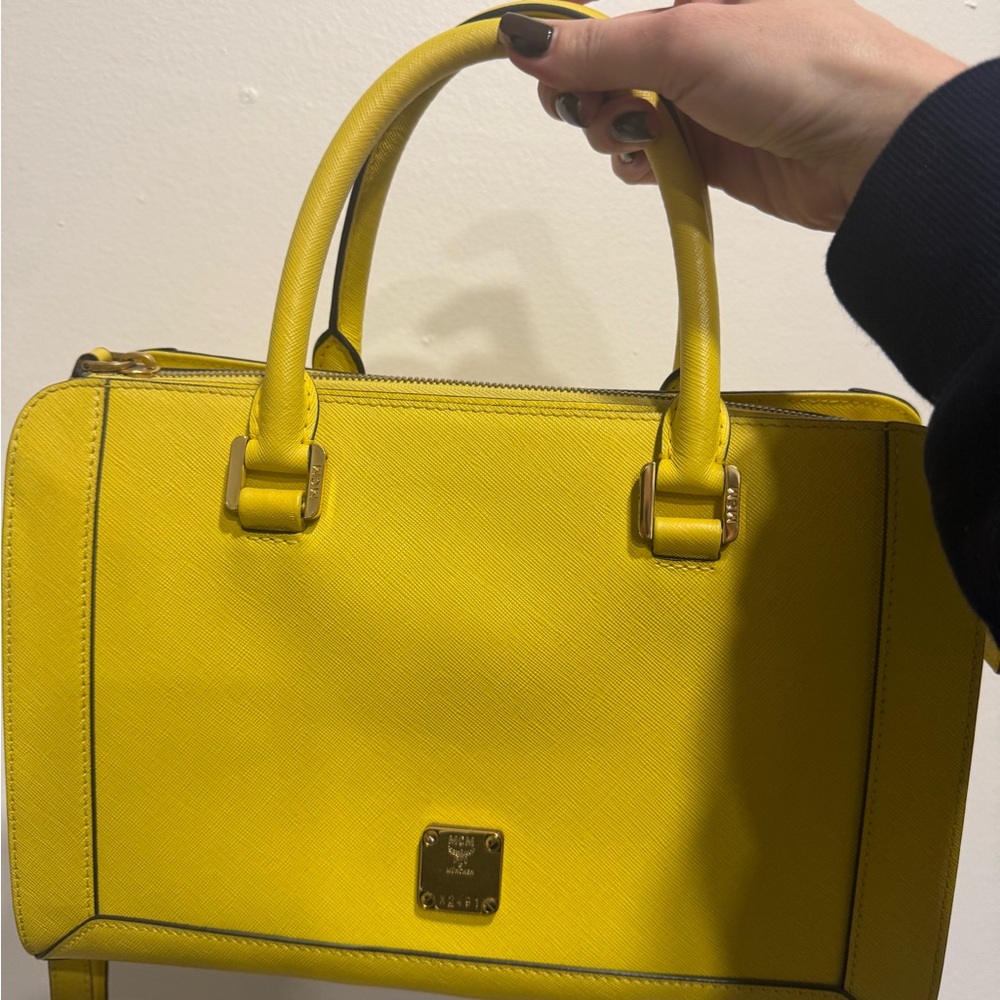 MCM Yellow Satchel Bag